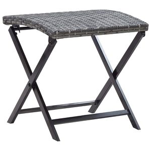 vidaXL Stool Grey PE Rattan Small Foldable Stool Square