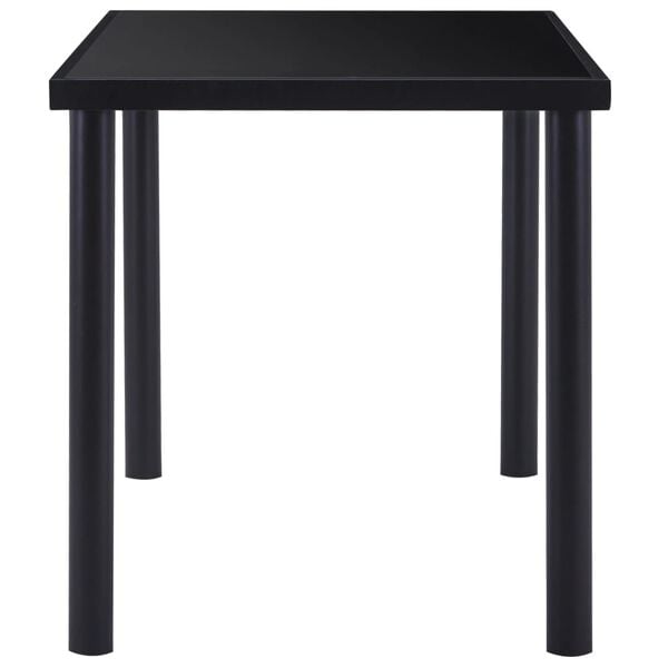 vidaXL Dining Table Black Tempered Glass, Powder-Coated Metal