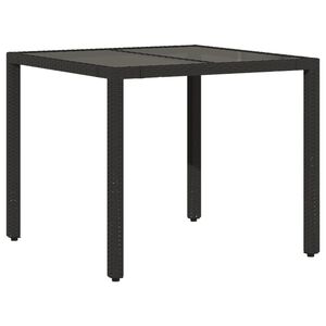 vidaXL Garden Table Black PE Rattan 35.4 x 35.4 in Sturdy Garden Table