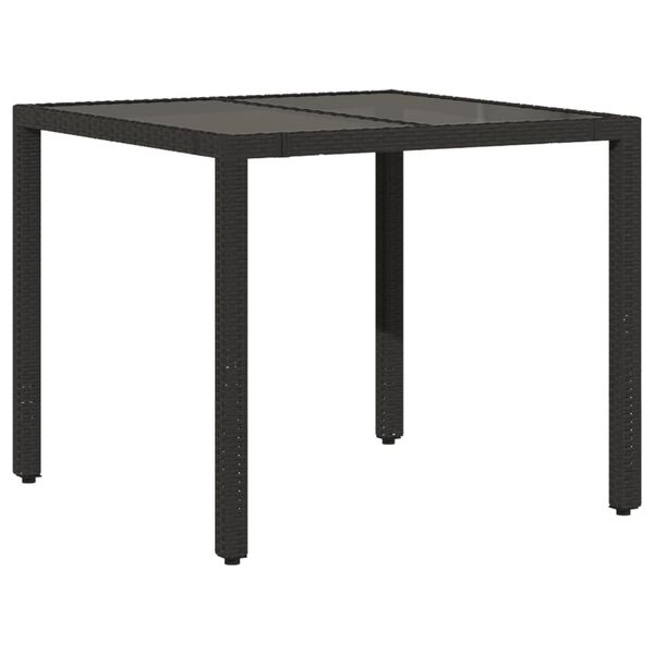vidaXL Garden Table Black PE Rattan 35.4 x 35.4 in Sturdy Garden Table
