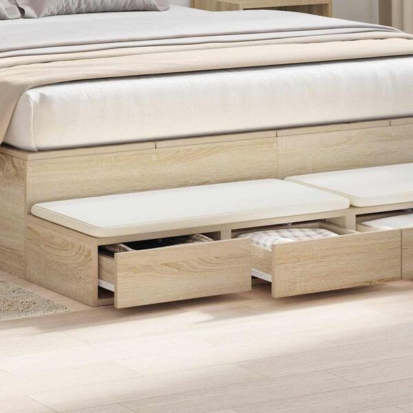 vidaXL Bed Drawers Sonoma Oak 53.15 x 14.37 x 6.50 in Engineered Wood