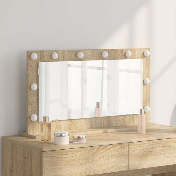 vidaXL Vanity Mirror with Mirror Sonoma Oak 31.50 x 17.72 x 7.09 in