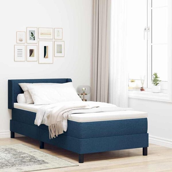 vidaXL Box Spring Bed with Mattress with Mattress Blue 35.4" x 78.7