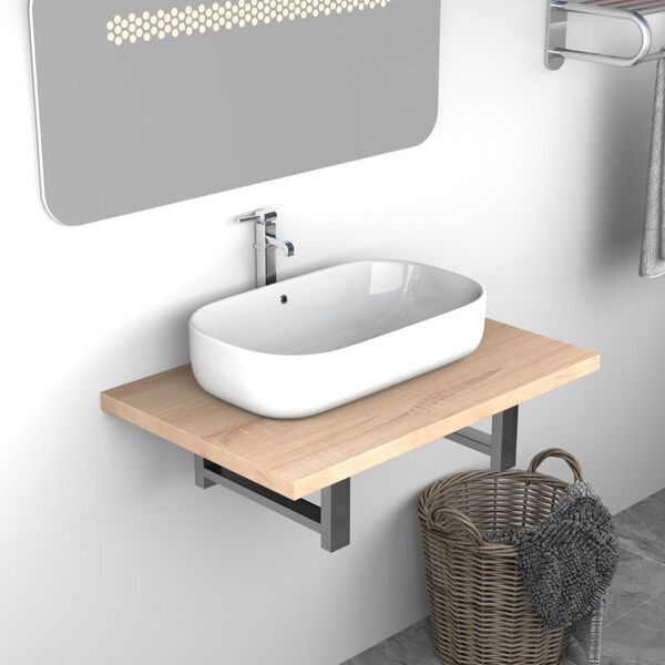 vidaXL Bathroom Wall Shelf Oak Engineered wood Standard