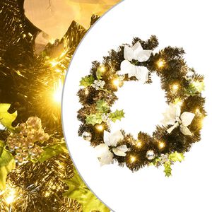 vidaXL Christmas Wreath Black and silver PVC Medium Decorative Inlays