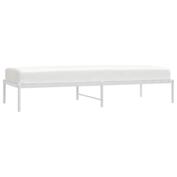 vidaXL Bed Frame White Powder-Coated Steel 31.5 x 79 inches Bed Frame