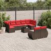 vidaXL 10 Piece Garden Sofa Set with Cushions Brown Poly Rattan