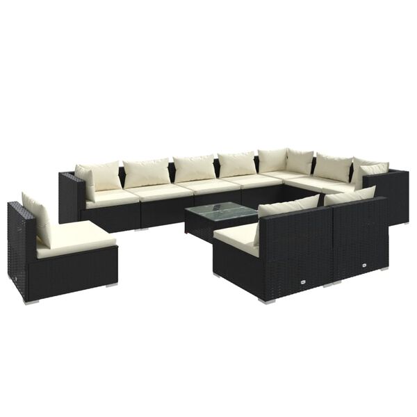 vidaXL Garden Lounge Set Black, Cream