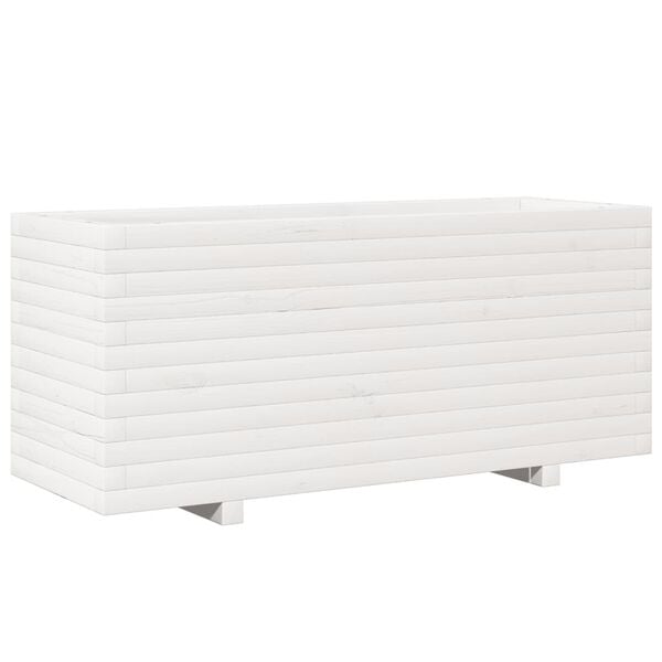 vidaXL Garden Planter White Solid Pine Wood Large Decorative Inlays