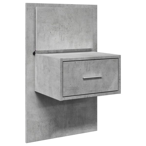 vidaXL Wall-mounted Bedside Cabinet Concrete grey Engineered wood Medium