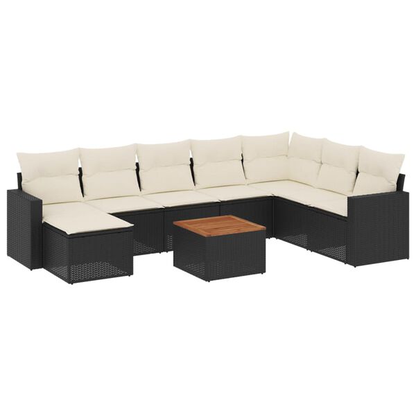vidaXL Garden Sofa Set Black, Cream White