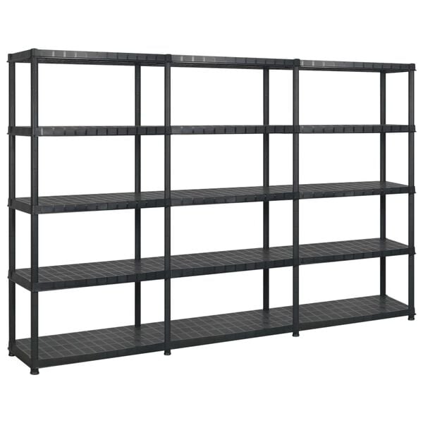 vidaXL Storage Shelf 5-Tier Black 108.1x18.0x72.8" Plastic (3x147686)