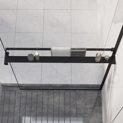 vidaXL Shower Shelf for Walk-in Shower Wall Black 35.4" Aluminum
