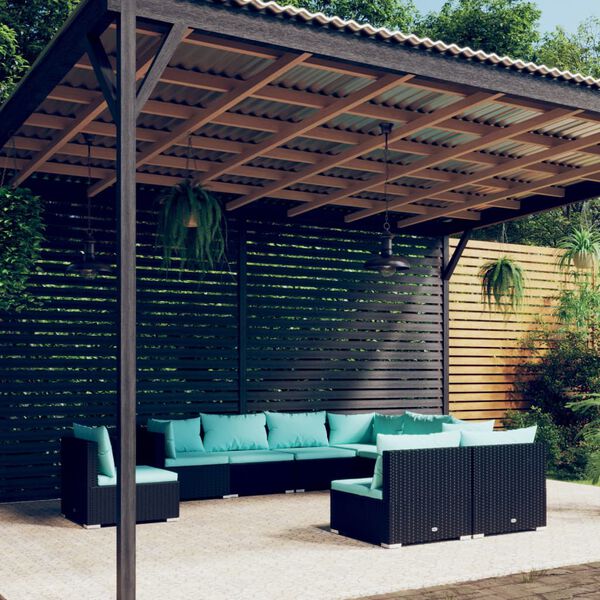 vidaXL Garden Lounge Set Black PE rattan Large Modular