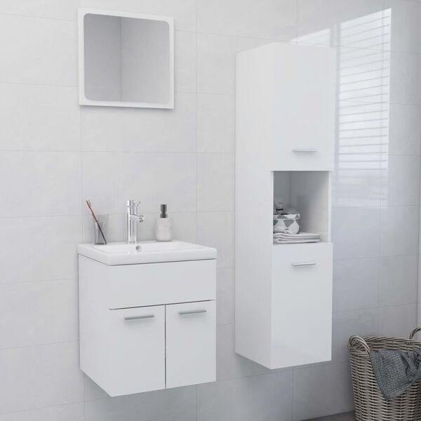 vidaXL Bathroom Furniture Set High gloss white Engineered wood, acrylic