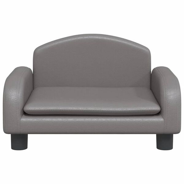vidaXL Kids Sofa Grey Faux leather, solid pine wood, foam Mini Durable