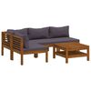 vidaXL Wooden Lounge Set Dark grey cushions, natural wood frame
