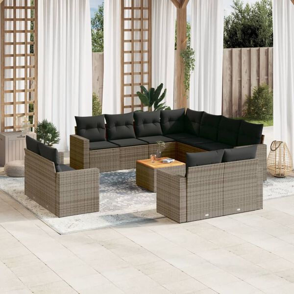 vidaXL Garden Sofa Set Gray, Dark Gray