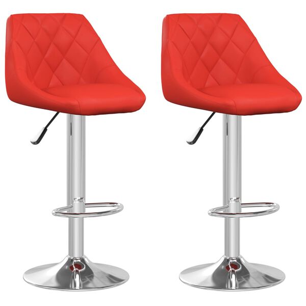 vidaXL Chair Set of 2 Red Faux leather, chromed steel Regular Footrest