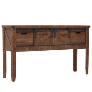 vidaXL Console Table Brown Solid fir wood, MDF, steel 51.6x14.0x29.5 in