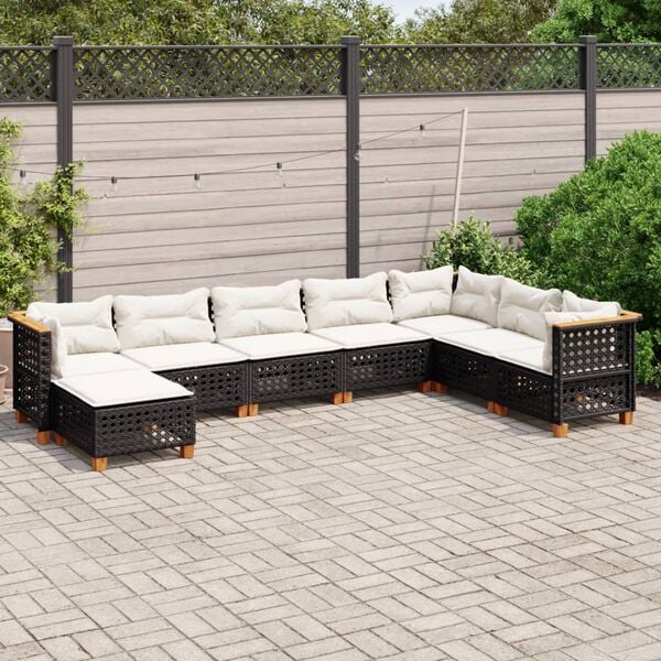 vidaXL Garden Sofa Set Black, Cream White