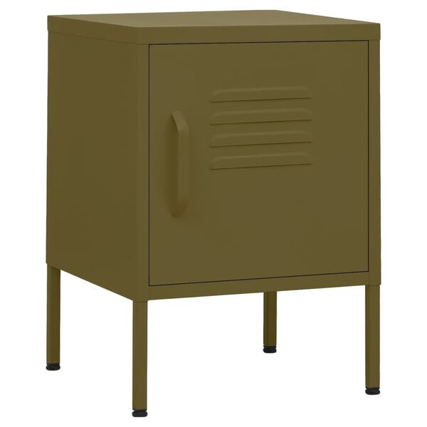 vidaXL Nightstand Set of 2 Olive Green Steel Compact