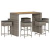 vidaXL Patio Bar Set Set of 6 Grey PE Rattan Removable Covers