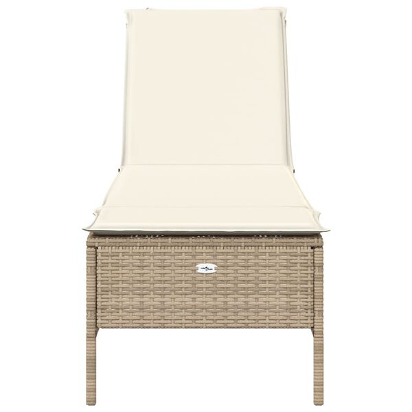 vidaXL Sun Lounger Beige PE rattan, powder-coated steel, polyester, foam