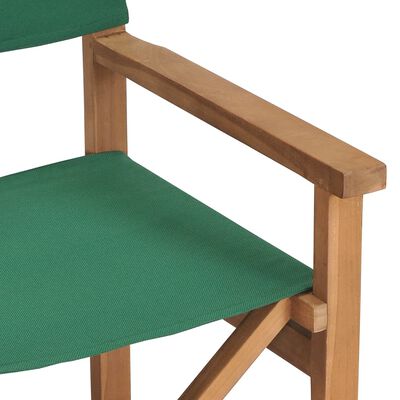 vidaXL Director's Chairs 2 pcs Solid Teak Wood Green