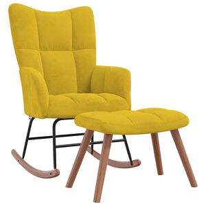 vidaXL Rocking Chair With Stool Mustard yellow