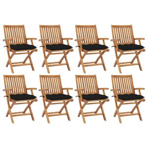 vidaXL Patio Chair Set of 8 Taupe Solid Teak wood, Fabric (100% polyester)