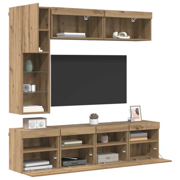 vidaXL TV Cabinet Wall-mounted 7 pcs Artisan Oak Engineered Wood