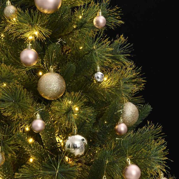 vidaXL Artificial Hinged Christmas Tree 150 LEDs & Ball Set 47.2"