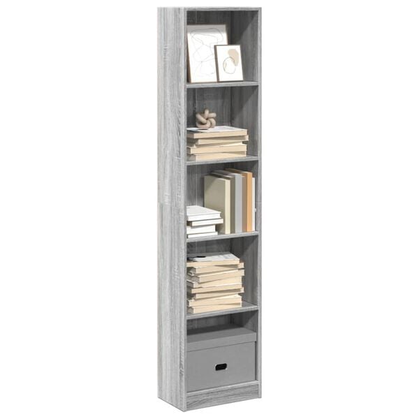 vidaXL Bookcase Grey Sonoma Engineered wood Tall Bookcase Rectangular