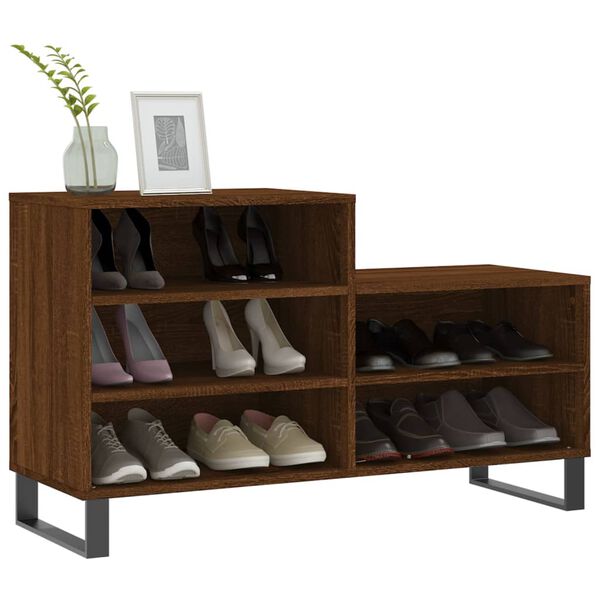 vidaXL Shoe Cabinet Brown Oak Engineered wood, metal Medium Shoe Cabinet