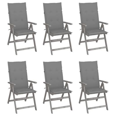 vidaXL Patio Reclining Chairs 6 pcs with Cushions Solid Acacia Wood
