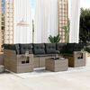 vidaXL Garden Sofa Set Grey PE rattan, powder-coated steel, tempered glass