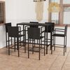 vidaXL Garden Bar Set Black PE rattan, powder-coated steel, tempered glass