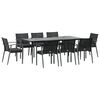 vidaXL 9 Piece Patio Dining Set with Cushions Poly Rattan and Steel
