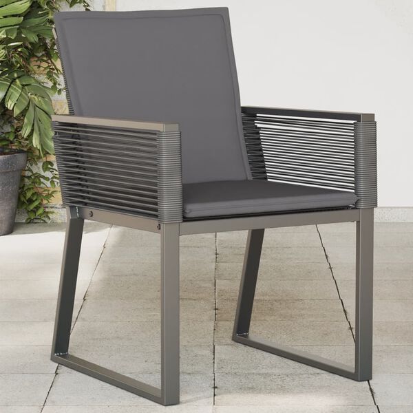 vidaXL Garden Chair Set of 2 Black Poly Rattan Standard