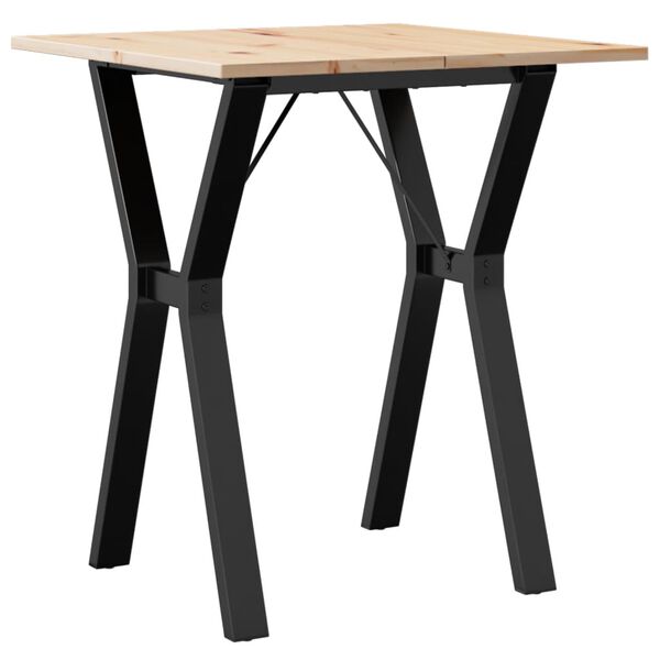 vidaXL Dining Table Natural Pine Solid Pine Wood and Powder-Coated Steel