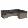 vidaXL Garden Sofa Set Gray PE rattan, powder-coated steel, tempered glass