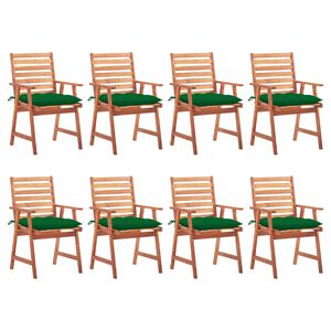 vidaXL Patio Chair Set of 8 Natural wood and green
