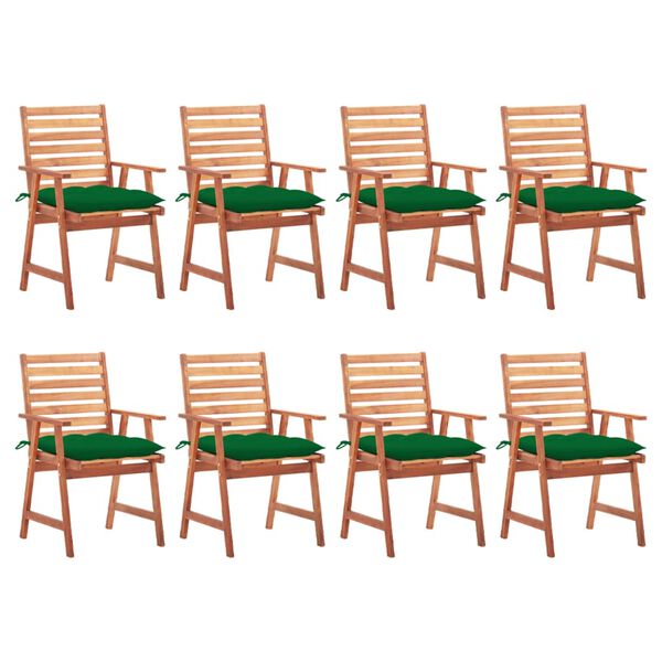 vidaXL Patio Chair Set of 8 Natural wood and green