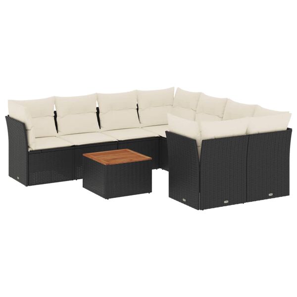 vidaXL Garden Sofa Set Black, Cream White