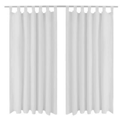 2 pcs White Micro-Satin Curtains with Loops 55" x 96"