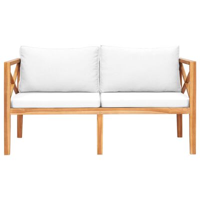 vidaXL Patio Bench with Cream Cushions Solid Teak Wood