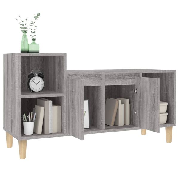 vidaXL TV Cabinet Grey Sonoma Engineered Wood, Solid Eucalyptus Wood