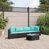 vidaXL Patio Sofa Set Set of 4 Black, Water blue