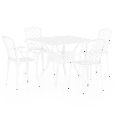 vidaXL 5 Piece Bistro Set Cast Aluminum White